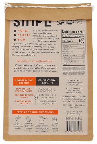 SIMPLI Organic Red Lentils  12 OZ