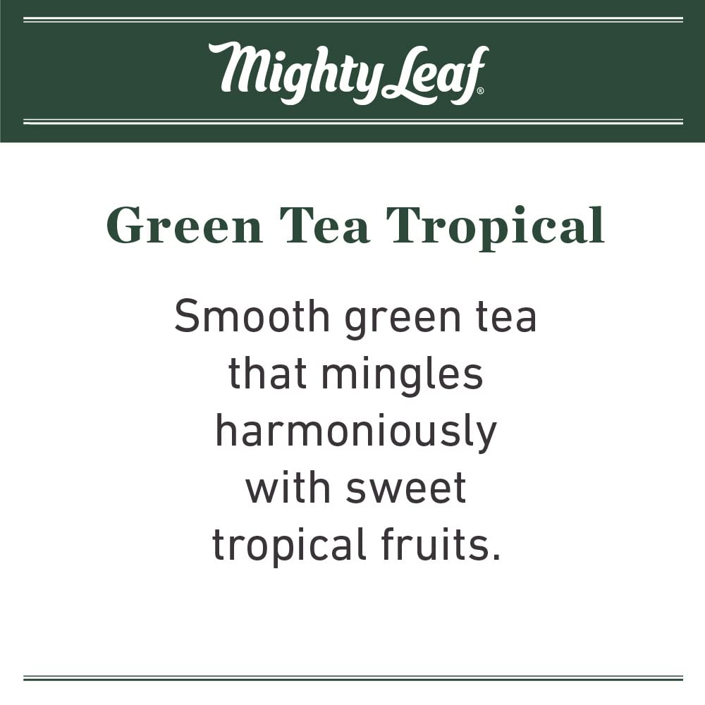 Mighty Leaf Green Whole Leaf Tea Bags - Tropical Flavor - Light Caffeine - 15 Count