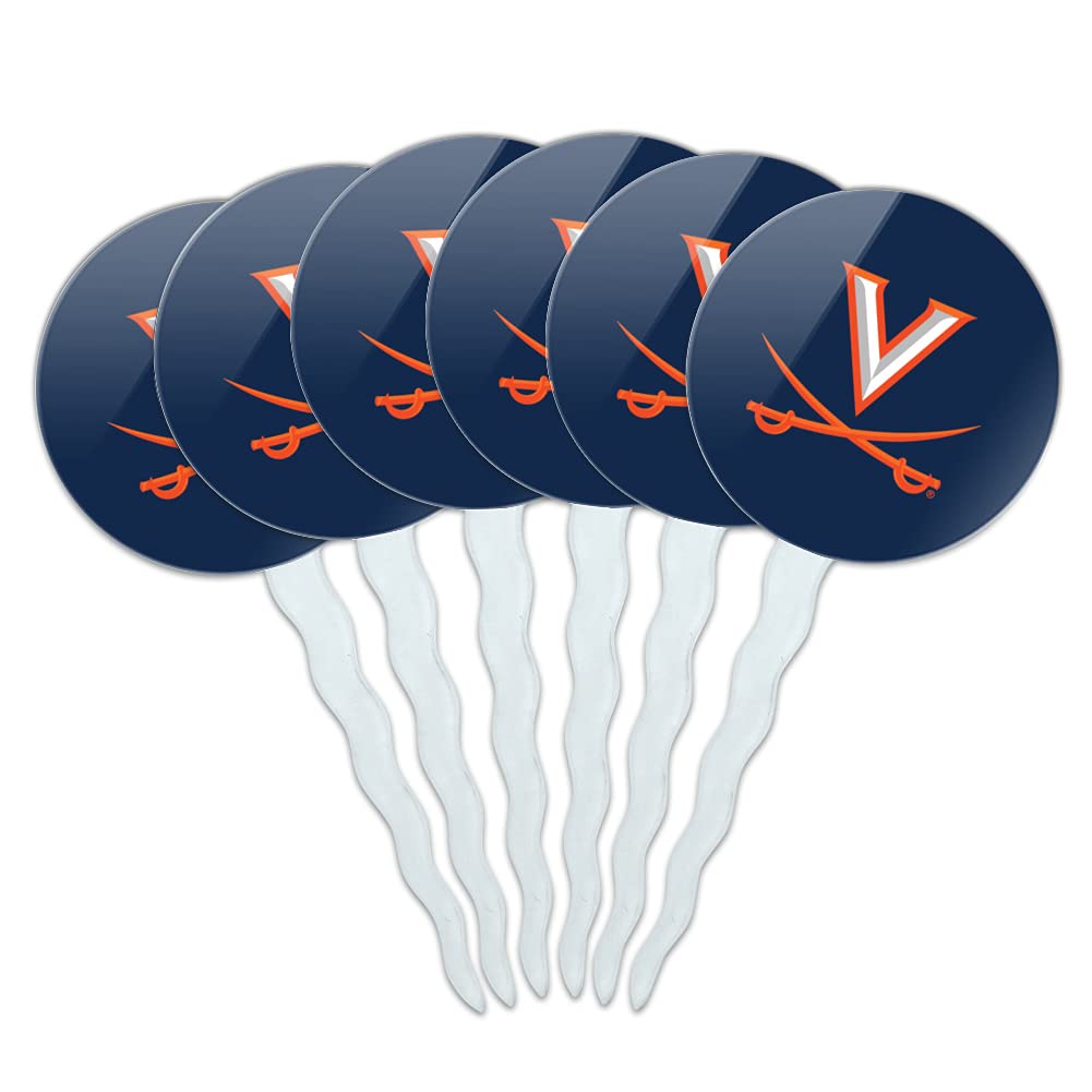 Graphics & More University Of Virginia Cavaliers Logo Cupcake Picks Toppers Decoration Set Of 6