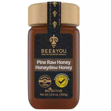 Bee And You Pine Raw Honey, Honeydew Honey, Wild-Crafted, 100% Natural, Unprocessed, Enzymes, Antioxidants, Manuka Honey Alterna