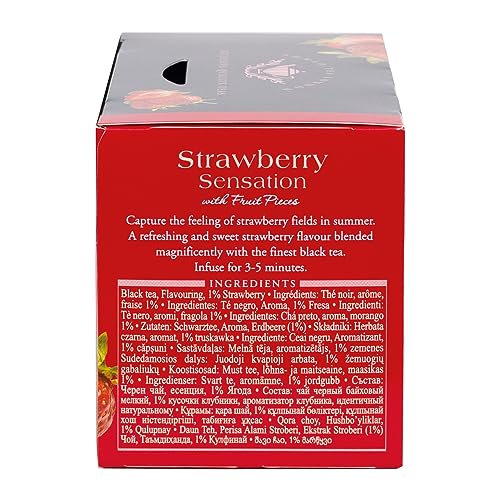 Ahmad Tea Black Tea, Strawberry Sensation Teabags, 20 Ct (Pack Of 1) - Caffeinated & Sugar-Free