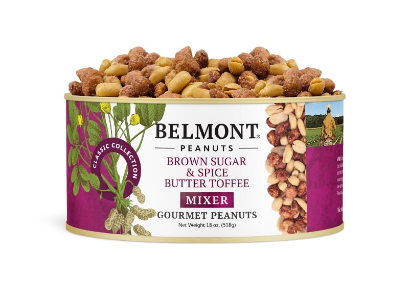 Belmont Peanuts Gourmet Brown Sugar & Spice Flavored Virginia Peanuts Mixer, 18 oz (1 Pack) - Simple Ingredients, No Preservativ