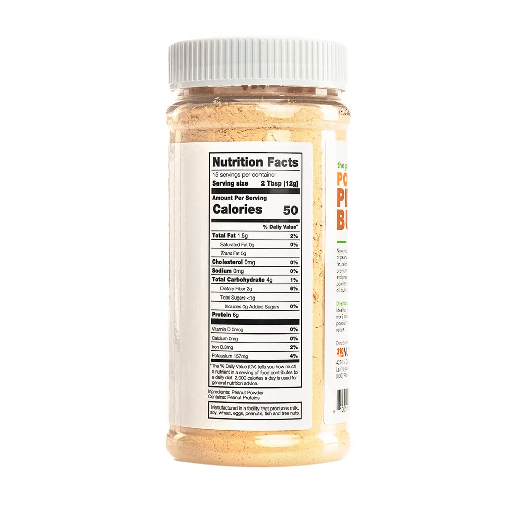 310 Nutrition Powdered Peanut Butter Non GMO - All Natural - Gluten-Free Protein Powder 6.5oz