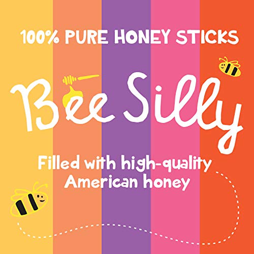 Bee Silly Honey Sticks (50 pack, Variety Pack: Lemon, Orange, Raspberry, Blackberry, Peach)
