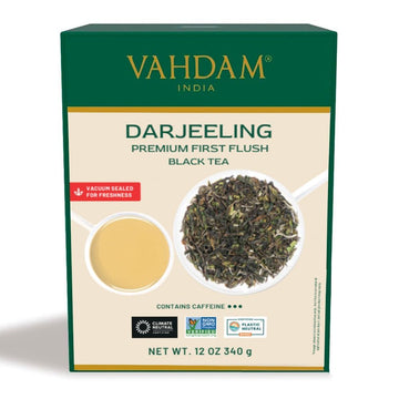 VAHDAM, First Flush Darjeeling Tea - 170+ Cups (340g/12oz) Loose Leaf Black Tea - Flowery, Aromatic & Delicious | Mellow & Fragr