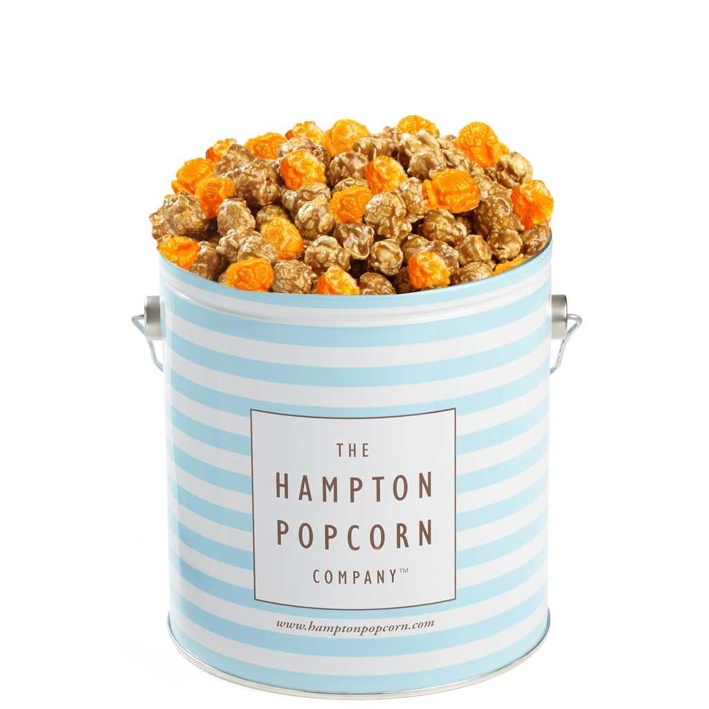 Cheese & Caramel Popcorn Tin, 17 Ounce (1 Gallon Tin), Cheese & Caramel Mix, Birthday Gifts, The Hampton Popcorn & Candy Company