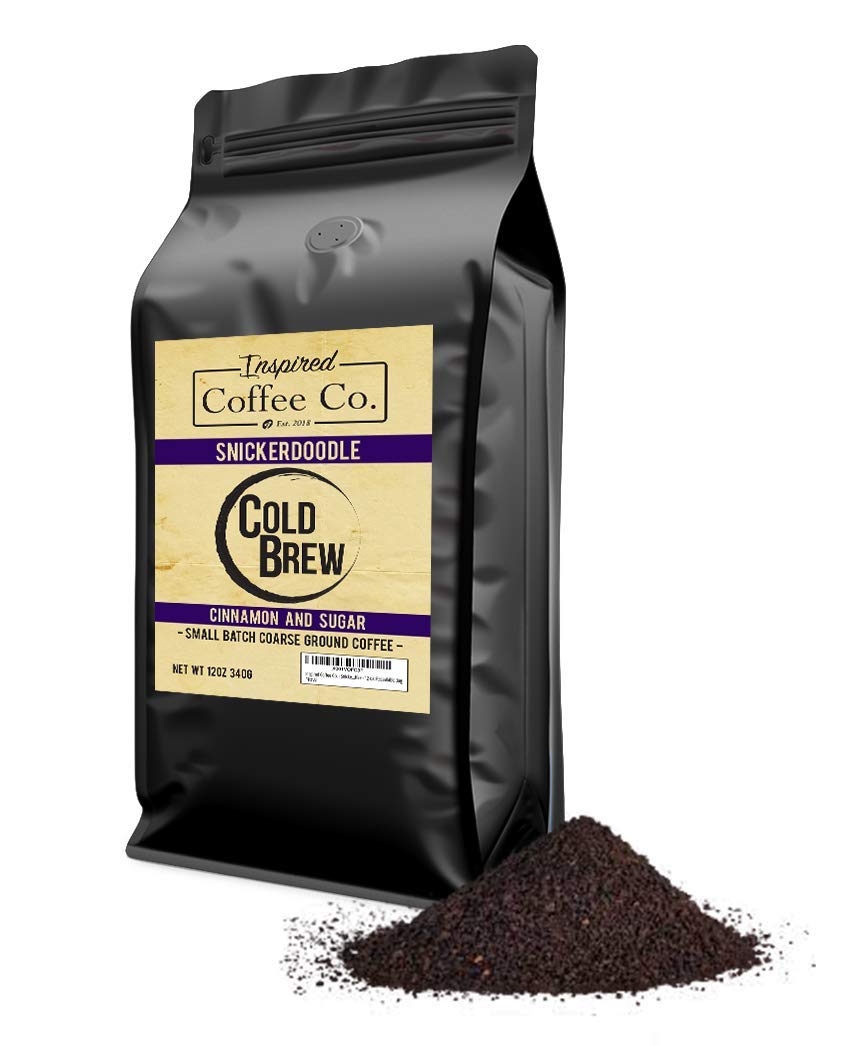 Snickerdoodle - Flavored Cold Brew Coffee Grounds - Inspired Coffee Co. Local Coarse Ground Coffee For Cold Brew - Resealable Bag 12 Oz