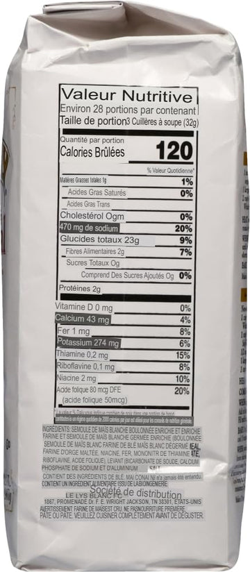 White Lily Enriched White Self-Rising Cornmeal Mix Bag, 5 lb