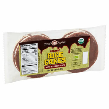 Brads Organic Milk Chocolate Covered Rice Cakes, Usda Organic, Nut Free, Cholesterol Free, Low Sodium, No Salt, 3.5 Oz, Pack Of