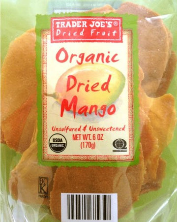 Trader Joes Dried Fruit ORGANIC Dried Mango Slices 6 ounces (Pack of 4) USDA