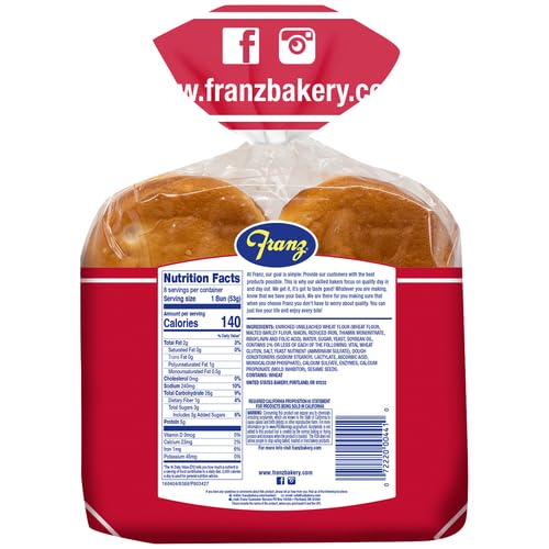 Franz Cluster Sesame Hamburger Buns, 15 oz
