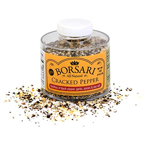 Borsari Cracked Pepper Seasoning - Gourmet Seasoning Mix With Cracked Black Pepper Garlic And Red Pepper Flakes - Gluten Free Al