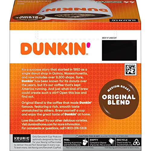 Dunkin' Original Blend Medium Roast Coffee, 44 Keurig K-Cup Pods