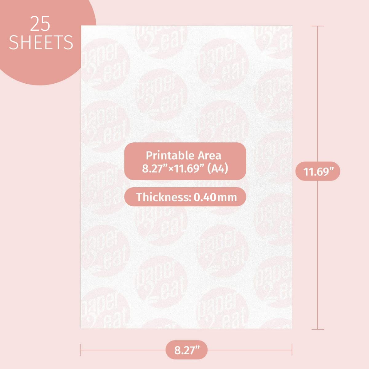 Paper2Eat Wafer Paper Sheets Standard Plus 8.5 X 11 - 25 Count - 0.40 Mm - Edible Printer Paper
