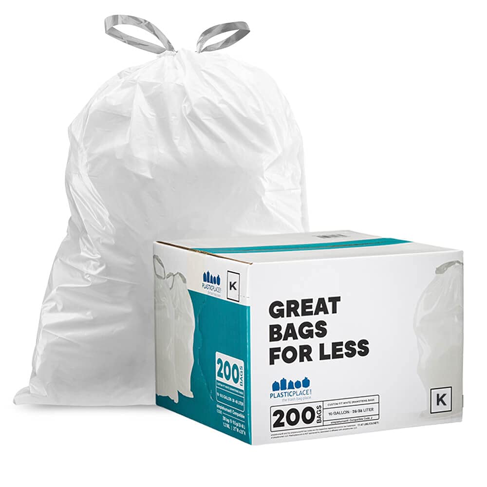 Plasticplace Trash Bags Simplehuman (X) Code K Compatible (200 Count)