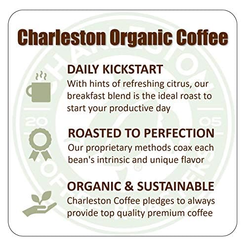 Charleston Coffee Roasters | Specialty Organic Whole Bean Coffee | Hand Picked, Premium Slow Roast | (Charleston Organic, Medium Roast) 28Oz