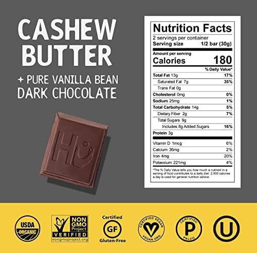 Hu Chocolate Bars | 12 Pack Cashew Butter Vanilla Bean Chocolate | Natural Organic Vegan, Gluten Free, Paleo, Non Gmo, Fair Trad