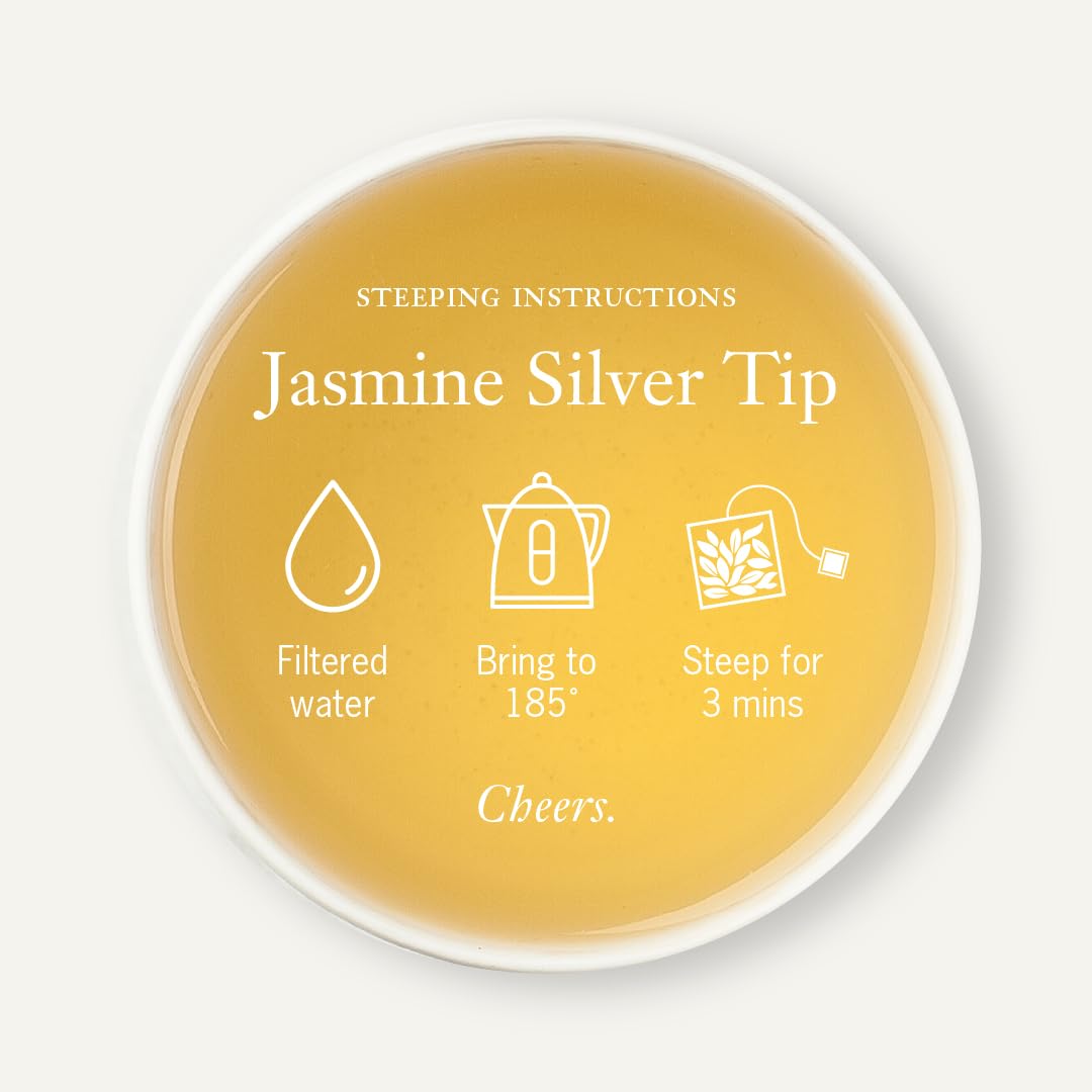 Smith Teamaker Jasmine Silver Tip No. 96 Green Tea With Jasmine Blossoms, Caffeinated, Sugar-Free, Sustainably Grown, Full Leaf