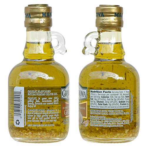 Grand'aroma Garlic Extra Virgin Olive Oil, 8.5-Ounce Bottles (Pack of 3)