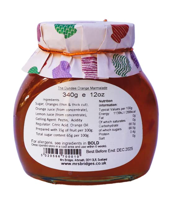 Mrs Bridges Dundee Orange Marmalade, Made In Scotland, 12Oz Jar (Pack Of 2)