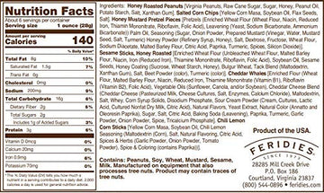 FERIDIES Honey Cheddar 5 OClock Crunch Gourmet Sweet and Spicy Snack Mix, 6oz Tin