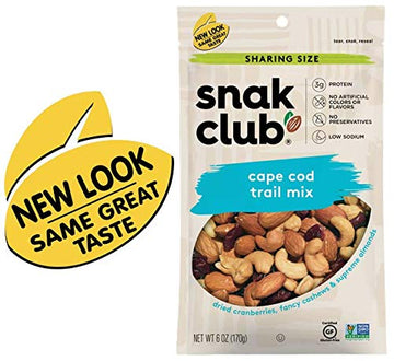 Snak Club Trail Mix, Cape Cod, 6 Ounce (Pack of 6) - Nutritious Snack Mix, Perfect for On-the-Go, Great for Sharing