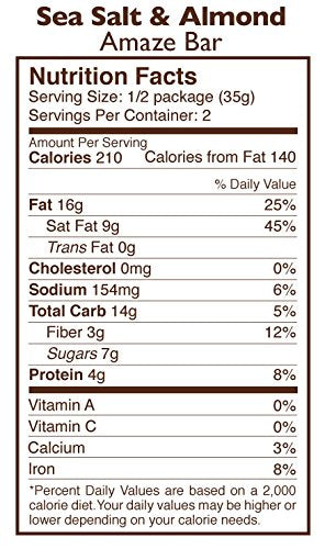 Taza Chocolate Organic Amaze Bar 80% Stone Ground, Sea Salt & Almond, 2.5 Ounce (1 Count), Vegan