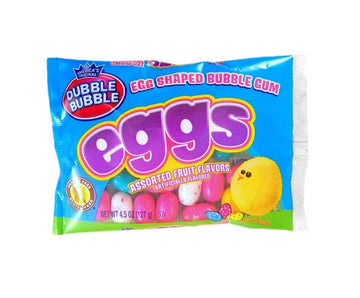 DubbleBubbleEaster Bubble Gum Eggs, Approx 30 Egg Shaped Bubble Gums Assorted Color & Flavor Gum Buble gum candy in bags 4.5 oz