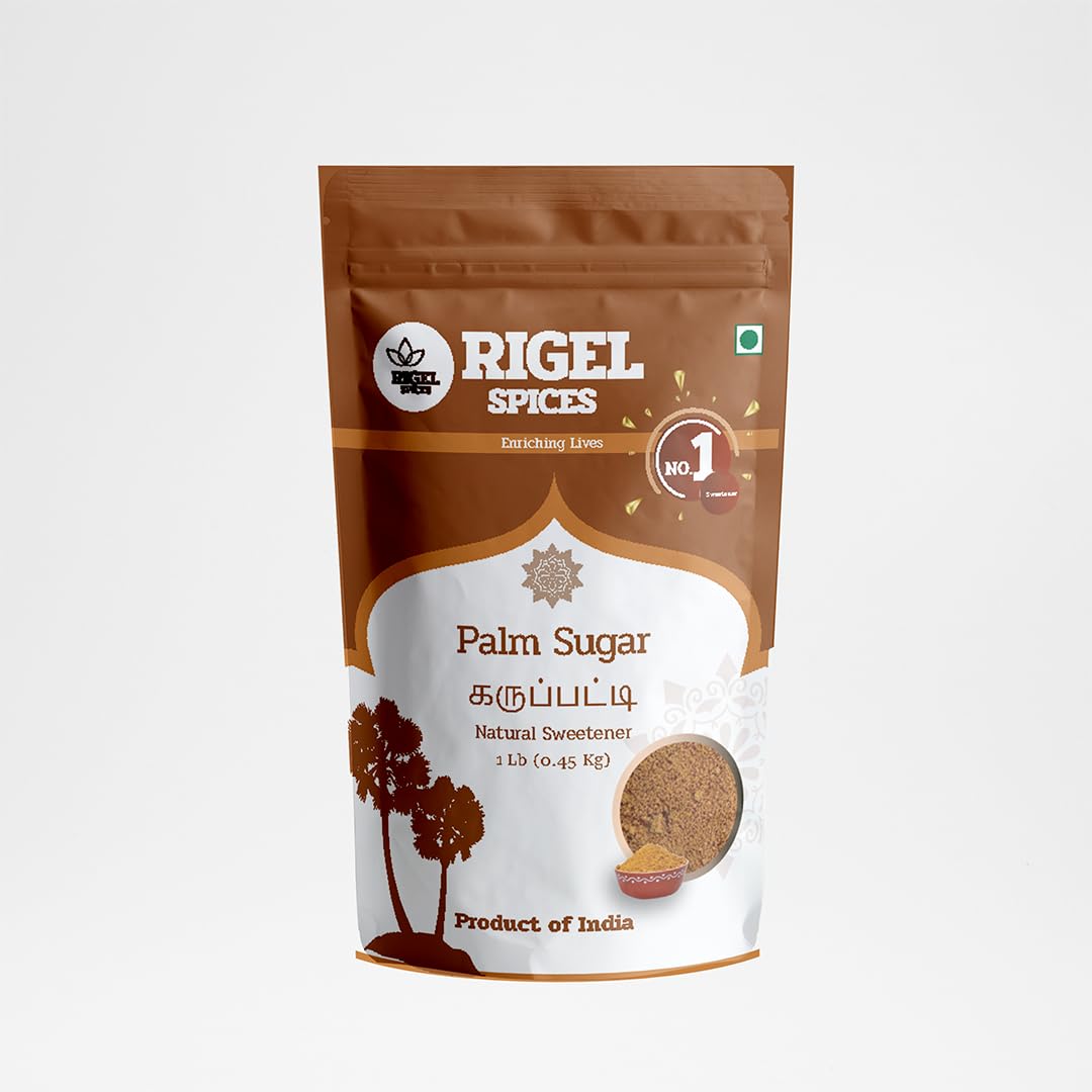 Rigel Spices | Pure Bliss of 1 Lb of Palmyra Palm Jaggery | Palm Sugar: Naturally Crafted, Unbleached, and Chemical-Free Sweetne
