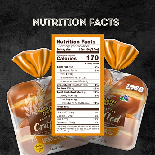 Natures Own Perfectly Crafted Brioche Style Hot Dog Buns  Non-GMO Hot Dog Rolls  8 Count