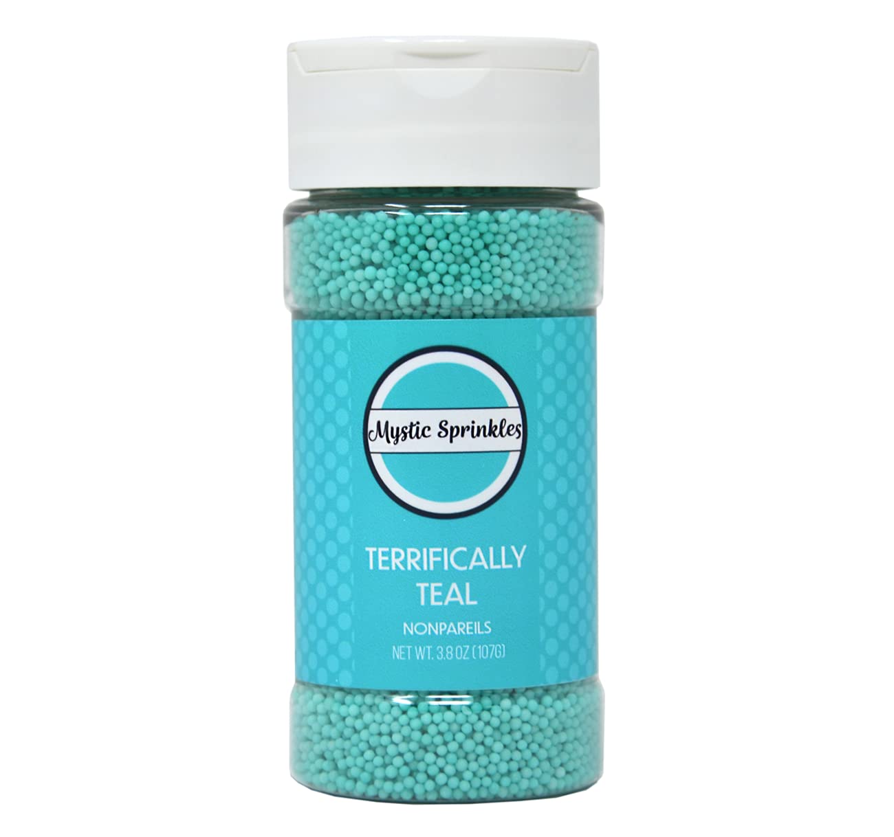 Mystic Sprinkles Solid Color Nonpareils 3.8Oz Bottle (Terrifically Teal)