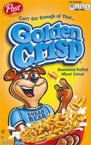 Golden Crisp Breakfast Cereal, Sweetened Puffed Wheat Cereal, 14.75 OZ Box