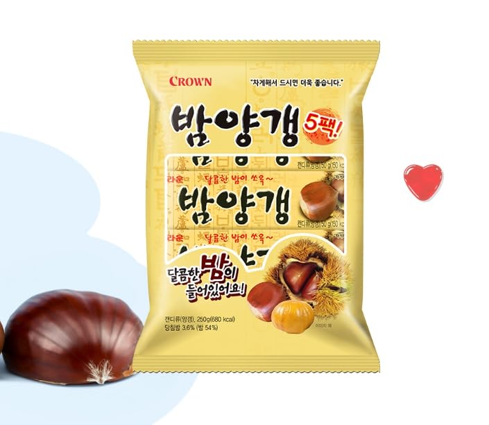Crown Sweet chestnut Jelly | 50g | Pack of 5, Korean Snack, Yangeng Traditional Korean Dessert, ???