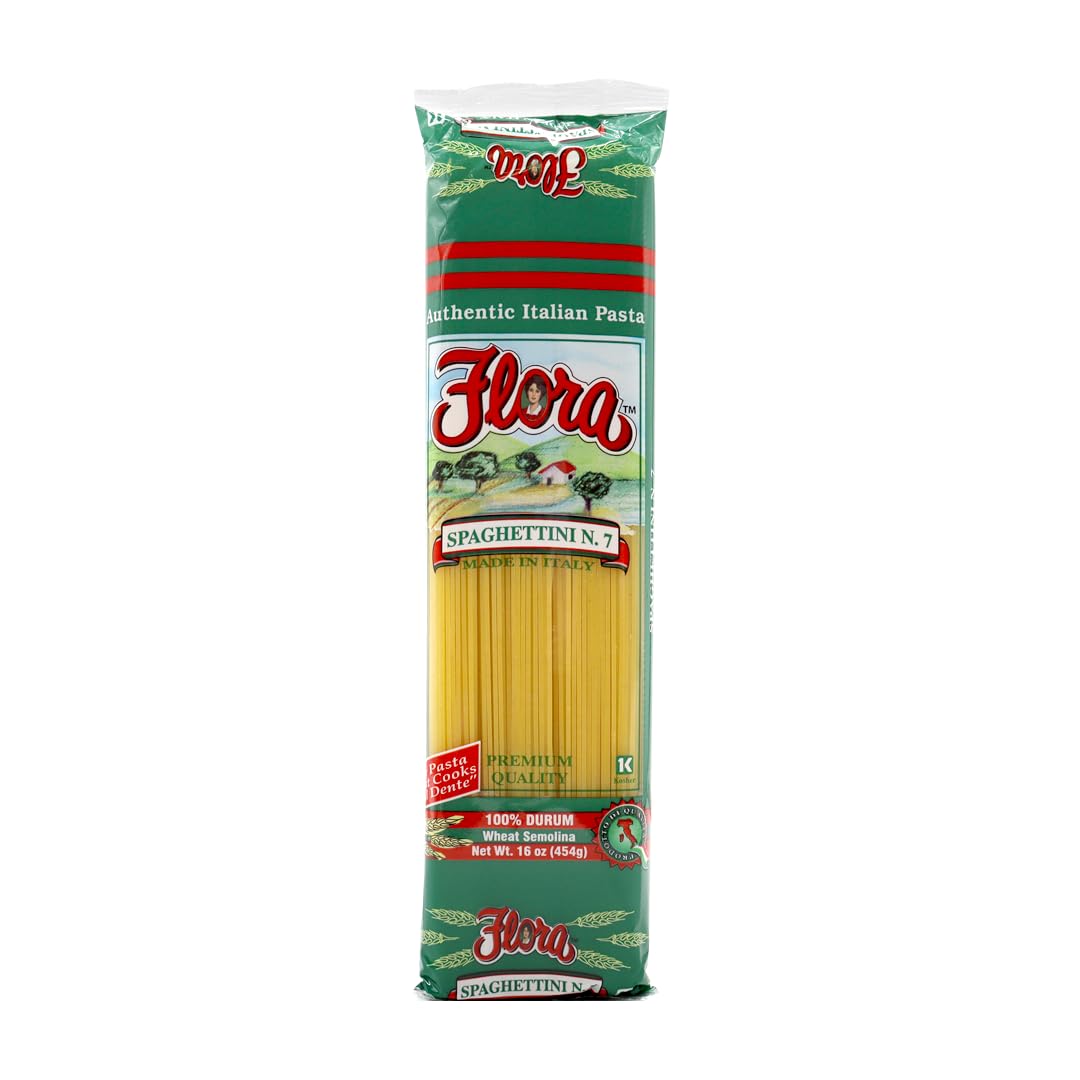 Spaghettini Pasta by Flora Foods - 618007- Spaghettini #7- Spaghetti Pasta - Pasta from Italy - 100% Durum - Premium Quality (5 