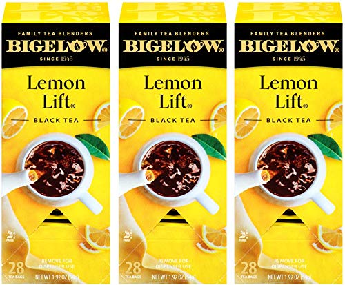 Bigelow Lemon Lift Black Tea Bags 28-Count Box (Pack Of 3) Lemon Flavored Black Tea Naturally & Artificially Flavored