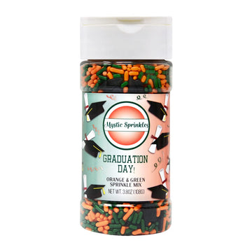 Mystic Sprinkles Graduation Day Sprinkles Mixes (Graduation Day! Orange & Green Sprinkle Mix 3.8Oz)