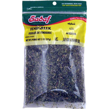 Sadaf Dried Fenugreek Leaves - Kasoori Methi Leaves- Kosher And Halal - 2 Oz Bag