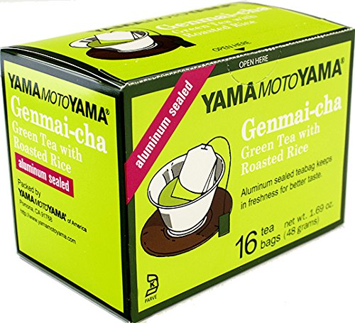 Yamamotoyama Genmaicha Green Tea with Roasted Rice, 16 Count, Pack of 6