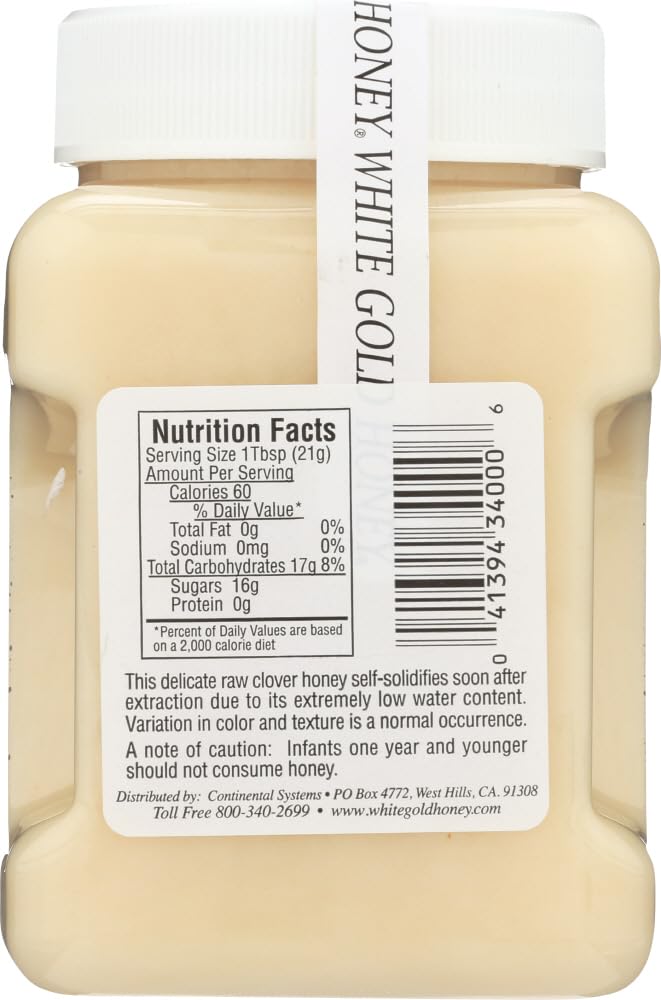 White Gold Raw Honey, 2 Pack, 23 Ounce Each = 46 Ounce