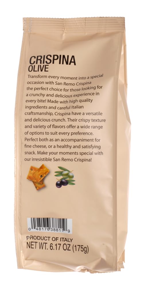 Mantova Cripsina Crunchy Gourmet Snack, Olive Flavor, 6.17 oz, Pack of 2, Product of Italy
