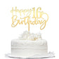 Mirrored Gold Acrylic 16Th Birthday Cake Topper - Durable Party Decorations, 'Hello 16' & 'Happy 16' Designs