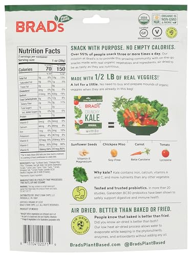 Brads Plant Based Kale Chips, Organic, 2 Ounce Pack