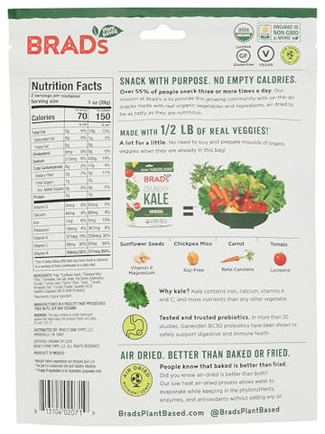 Brads Plant Based Kale Chips, Organic, 2 Ounce Pack