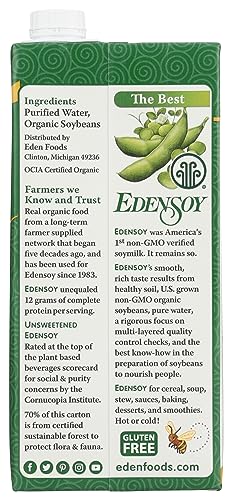 Eden Foods Organic Unsweetened Soymilk, Gluten Free, 32 Fluid Ounces (Pack Of 12)