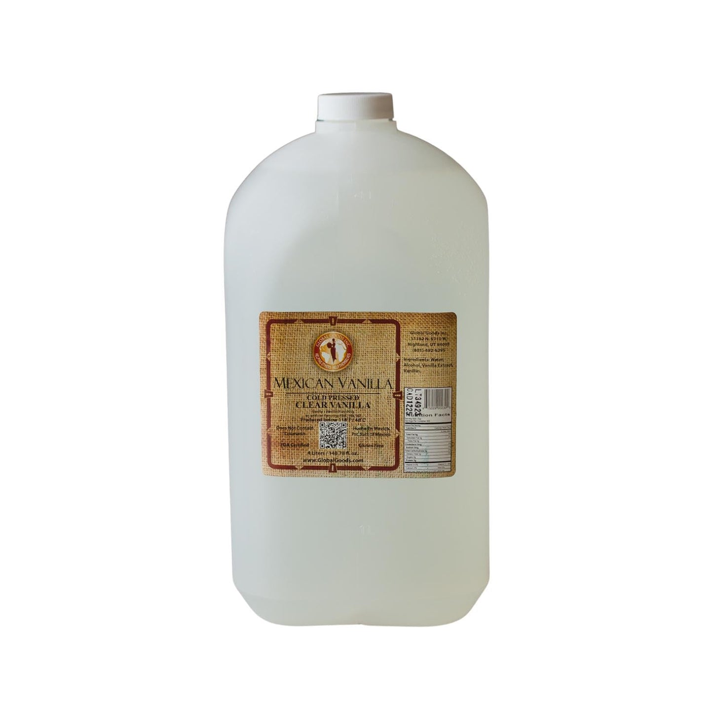 Global Goods Inc. Pure Mexican Vanilla Extract - Clear - 4 Liters, 135.25 fl oz