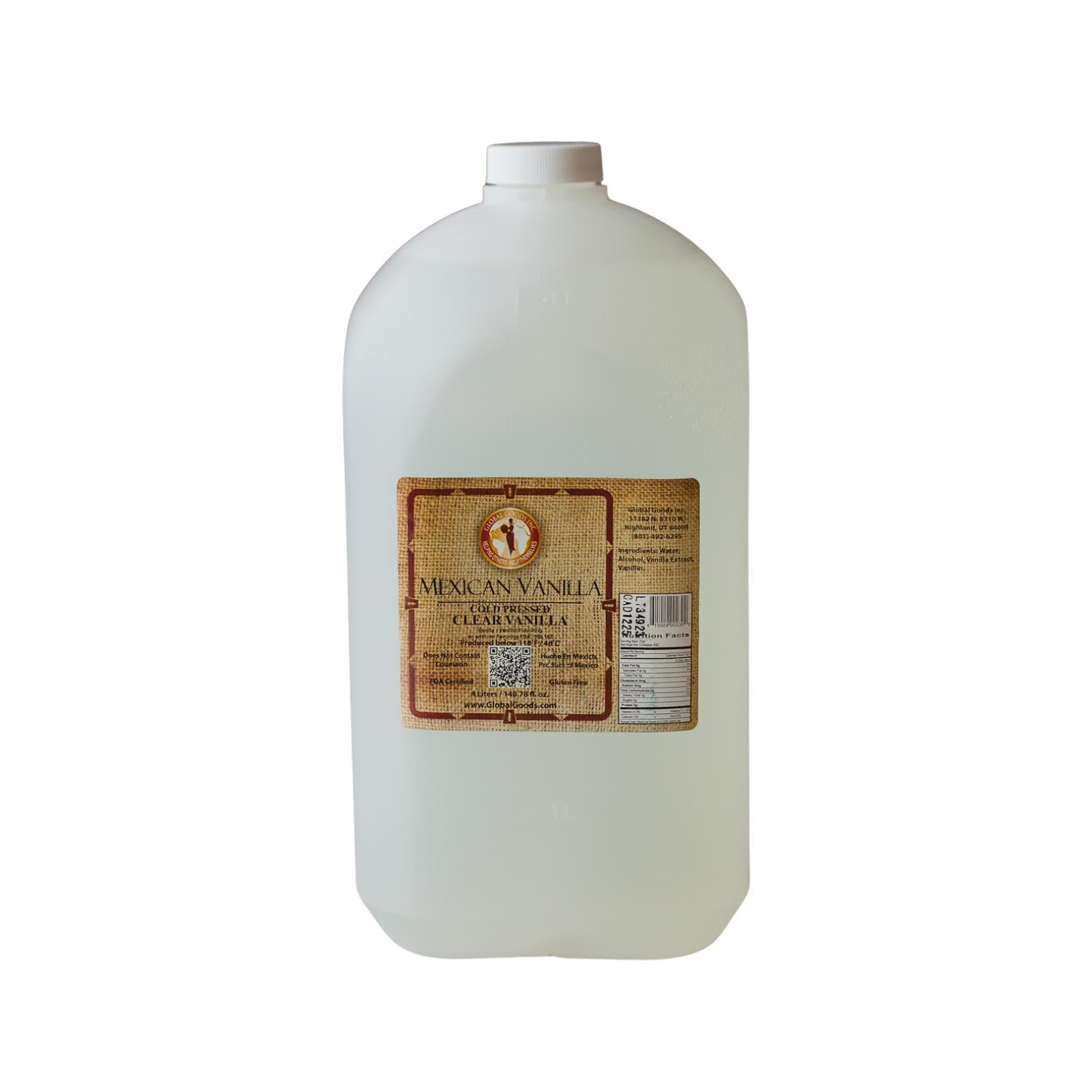 Global Goods Inc. Pure Mexican Vanilla Extract - Clear - 4 Liters, 135.25 fl oz