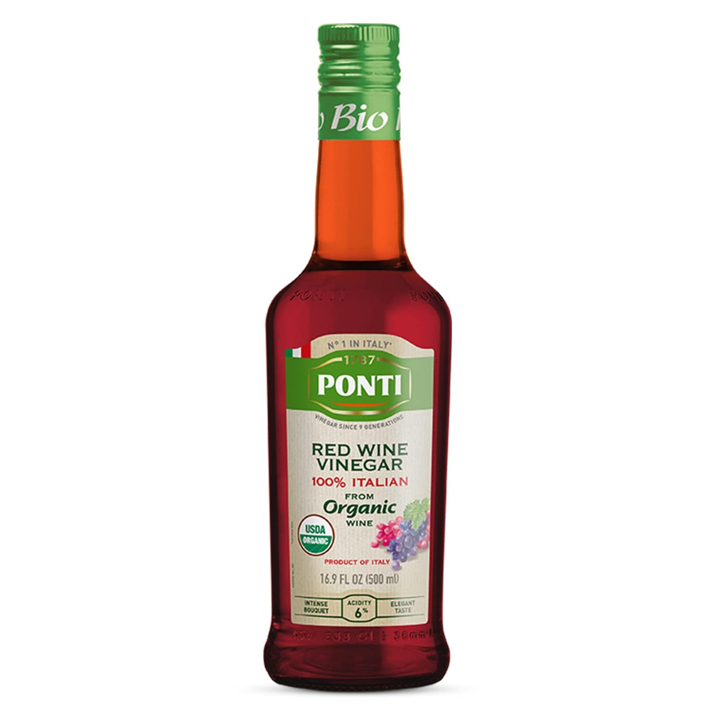 Ponti 100% Italian Red Beverage-Inspired Vinegar For Cooking - Organic Red Beverage-Inspired Vinegar With Balanced Acidity & Harmonious Bouquets - Ideal For Salads  Seafood And Dark Meats - Usda Certified  16.9 Fl Oz