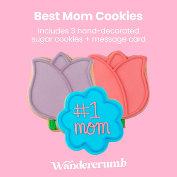 WANDERCRUMB | Mom Birthday Gifts | Hand Decorated Sugar Cookies Gift Set - 3 Pack in Box with Message Card - Birthday Gifts for