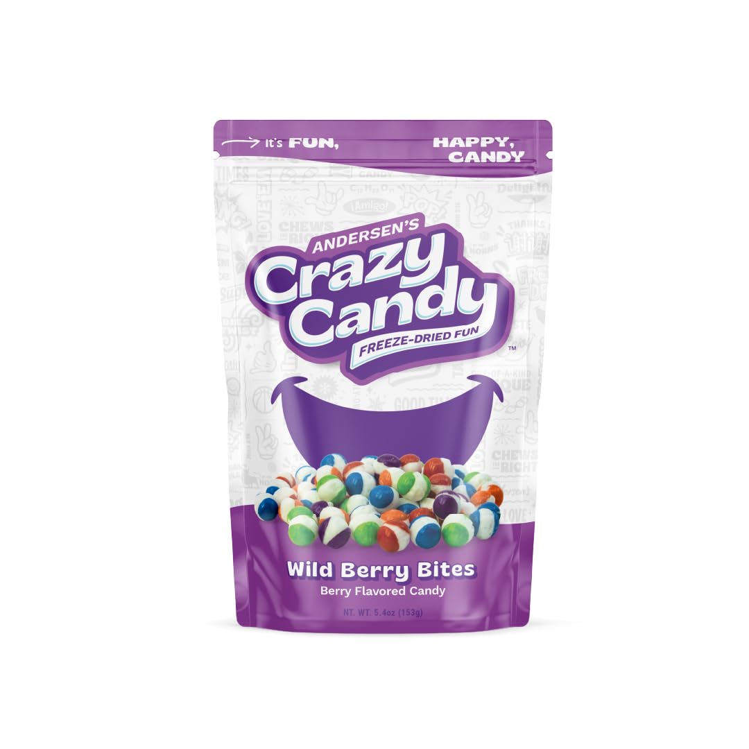 ANDERSENS Crazy Candy Freeze Dried Wild Berry Bites - Fruity Flavor, Crunchy Texture, 12.9 x 4.9 x 21.3 cm