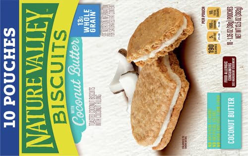 Nature Valley Biscuit Sandwiches, Coconut Butter, Snack Value Pack, 10 Ct, 13.5 Oz